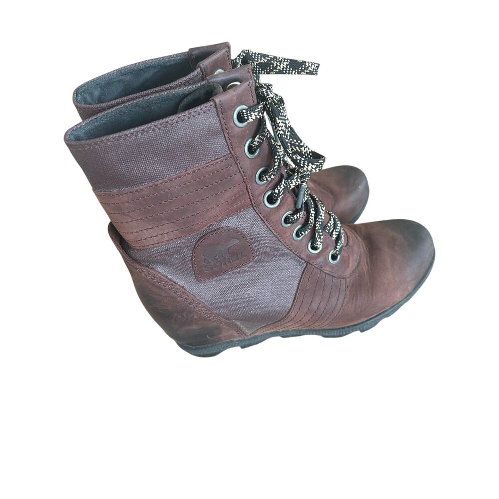 Sorel Women's Burgundy Lexie Lace-Up Wedge Ankle Boots Size 10